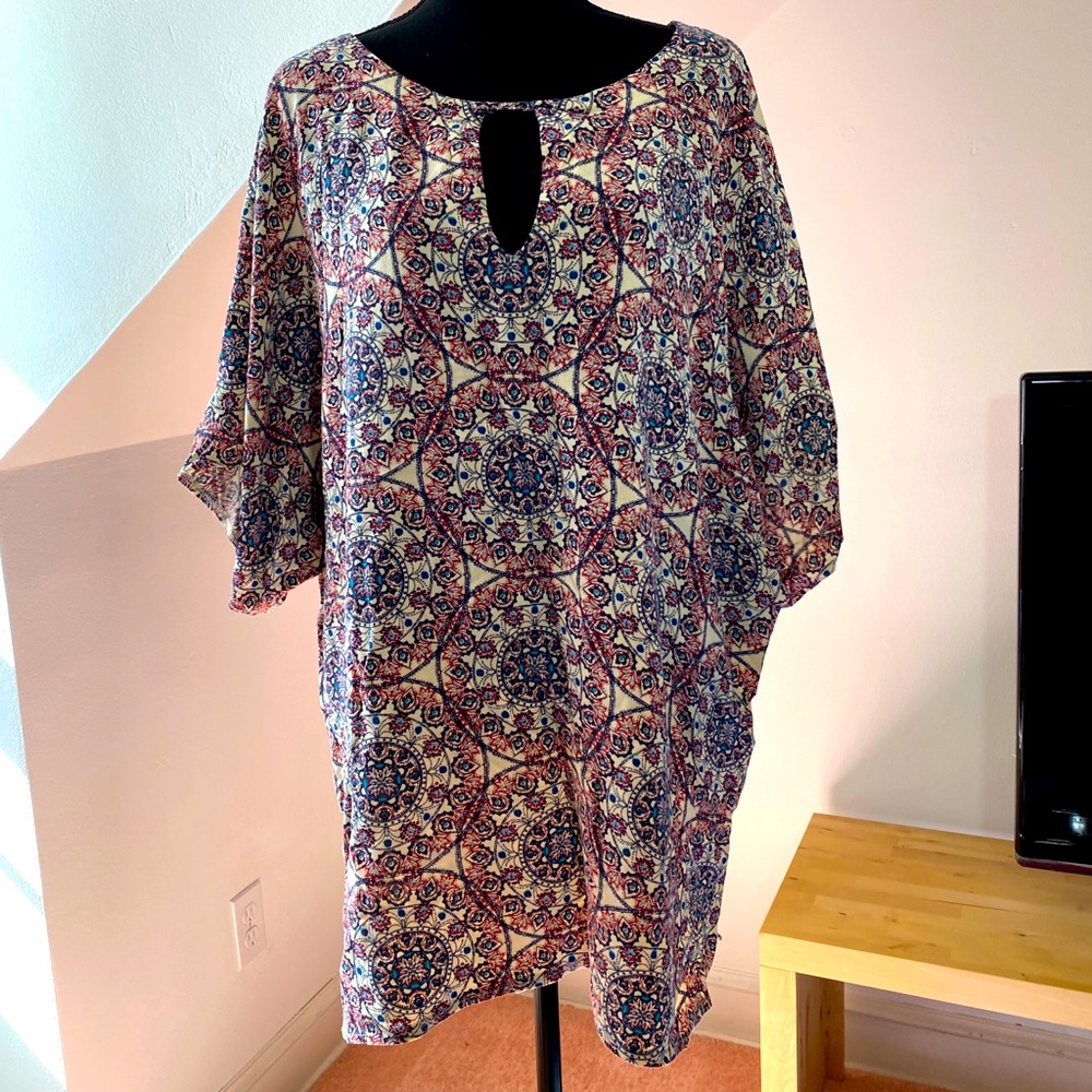 ASOS tunic top with medallion design, keyhole at front. dolman-style sle…